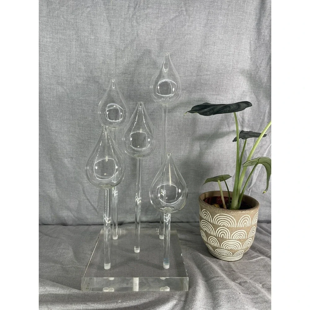 Rare 1960 Vintage‎ Belag MCM hand blown glass oil lamp Luci base 5 stems & wicks